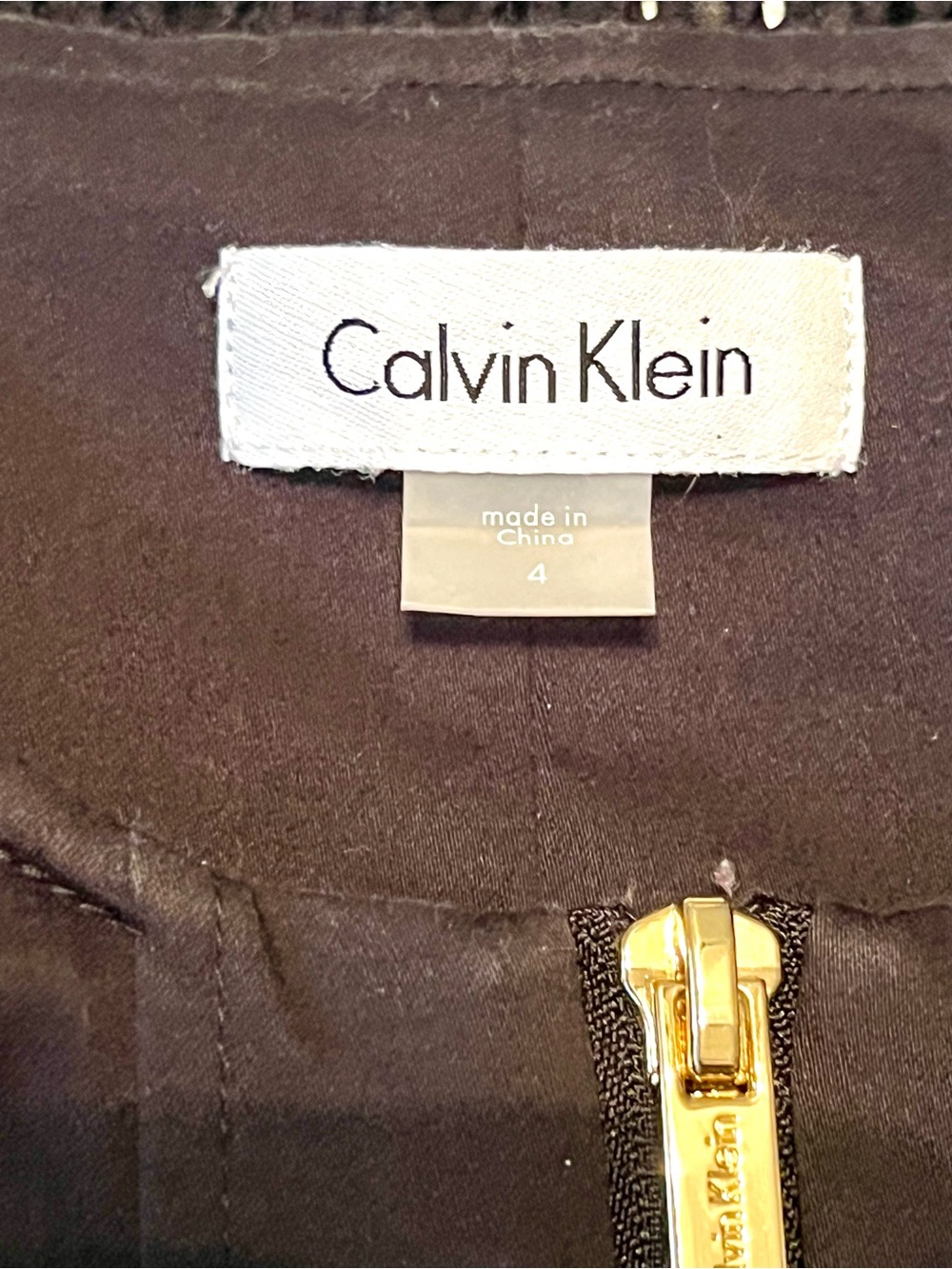 Calvin Klein Black Sleeveless Midi Dress with Gold Front Zip - Picture 4 of 9